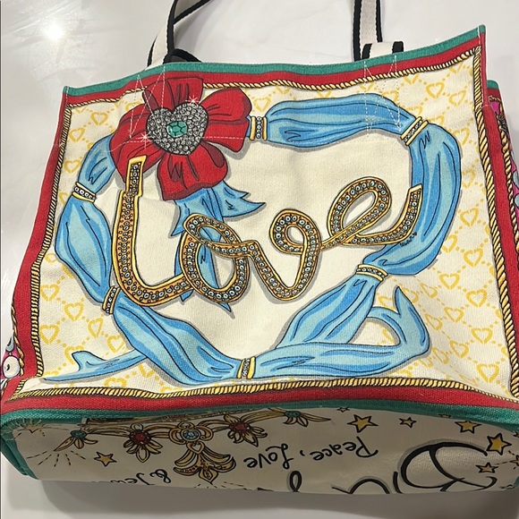 Brighton Artistic Blue and Pink Tote Bag - Picture 2 of 4